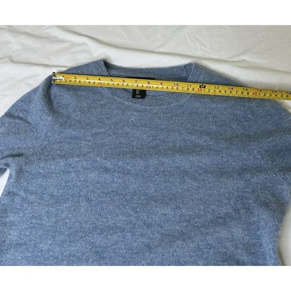 TAHARI Women’s 2-ply Cashmere Sweater Crew Neck Blue L - Picture 6 of 8